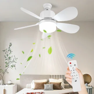 Luz de ventilador de techo silenciosa con control remoto, ventilador de enchufe de 30/40W con LED, ventilador eléctrico de tornillo inalámbrico E26/E27 para cocina, dormitorio 