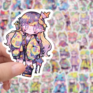 60 pegatinas coloridas y lindas de chicas de anime — - Calcomanías de personajes de dibujos animados de moda adecuadas para cuadernos/diarios