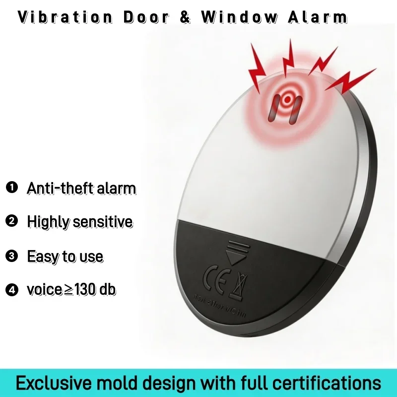 Alarma Antirrobo Portátil Delgada con Sensor de Vibración para Puertas y Ventanas, Ideal para Hoteles, Motéis, Casas, Apartamentos y Viajes