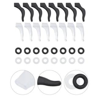32 Uds. Cubierta antideslizante para gafas, cubiertas para piernas, gafas, patillas de silicona, retenedores de orejeras, mangas de punta, negro, blanco, redondo