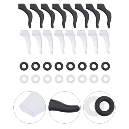 32 Uds. Cubierta antideslizante para gafas, cubiertas para piernas, gafas, patillas de silicona, retenedores de orejeras, mangas de punta, negro, blanco, redondo