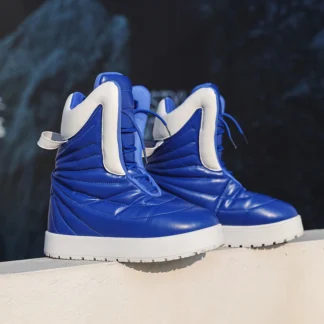 Botas de nieve para hombre, botas arrugadas cálidas a prueba de frío para exteriores, suaves, antideslizantes, suela resistente al desgaste, botas largas de fondo grueso a la moda