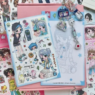 Pegatinas de Dibujos Animados Kawaii Japonesas Retro Shibuya, Estilo Y2K, para Decoración de Diario, Álbum de Recortes, Funda de Teléfono, Laptop, Manualidades