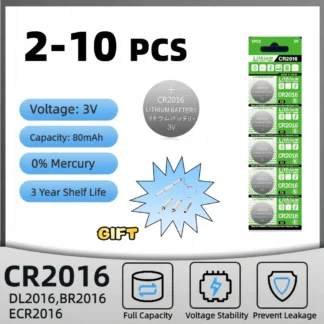 2-10 Uds CR2016 batería de botón de litio DL2016 BR2016 DL2016 LM2016 3V CR 2016 pilas de reloj de pila de moneda para juguetes reloj remoto