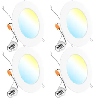 Iluminación LED Empotrada Retrofit de 6 Pulgadas, Luces para Techo, 1200 LM, 15W, CCT Seleccionable 2700K 3000K 4000K 5000K 6000K, Regulable