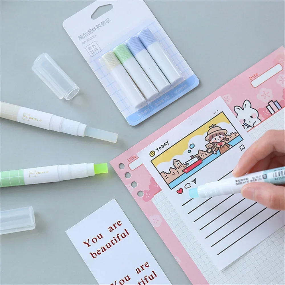 Bolígrafo de pegamento sólido tipo gelatina de colores, barra de pegamento de secado rápido, adhesivo creativo, álbum de fotos DIY, material de aprendizaje y oficina