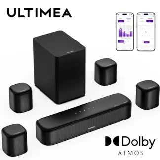 Barra de sonido ULTIMEA 350W 7.1 para TV con tecnología Dolby Atmos, altavoces Bluetooth para cine en casa con subwoofer y 4 alt