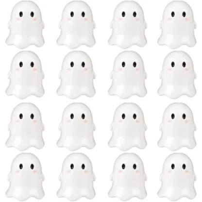1 caja de 30 Uds. De cuentas artesanales de Halloween, cuentas de fantasma acrílicas pequeñas opacas de dibujos animados, artesanía de fantasma blanco, espaciador de joyería, cuentas sueltas