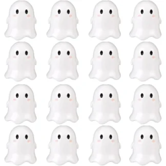 1 caja de 30 Uds. De cuentas artesanales de Halloween, cuentas de fantasma acrílicas pequeñas opacas de dibujos animados, artesanía de fantasma blanco, espaciador de joyería, cuentas sueltas