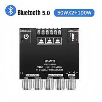 Placa amplificadora Bluetooth 5,0 ZK-MT21, sistema estéreo de 200W de 2.1 canales (50Wx2+100W) para subwoofer potente, refuerzo de graves, entrada auxiliar