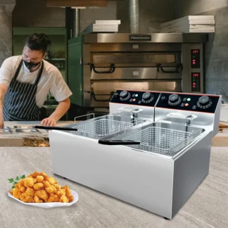 Freidora eléctrica comercial de 6/8/11L, 1500/3000W, protección de seguridad, temperatura ajustable, 1/2 cestas de acero inoxidable para el hogar y la cocina