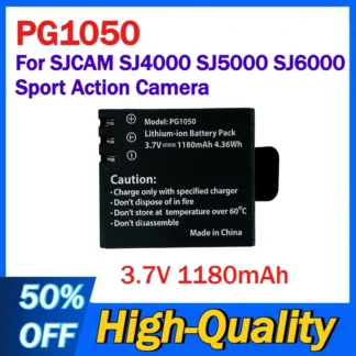 Batería de iones de litio PG1050 de 3,7 V y 1180mAh para baterías de cámara de acción deportiva SJCAM SJ4000 SJ5000 SJ6000