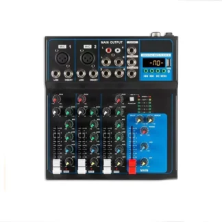 Mezclador Compacto Profesional de 4 Canales con Bluetooth, Reproducción de MP3 por USB, Alimentación Phantom de 48V, Transmisión en Vivo, Grabación de Karaoke y Consola de Mezclas