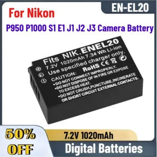 Baterías digitales de alta calidad, 7,2 V, 1020mAh, EN-EL20 EL22 ENEL20A para Nikon P950 P1000 S1 E1 J1 J2 J3, batería para cámara