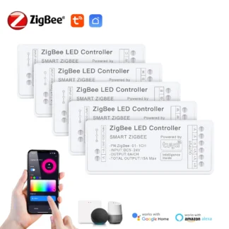 Controlador LED inteligente Zigbee funciona con RGBW CCT tira de LED RGB RGBCCT de un solo color COB /5050 /2835 DC12V 24V 5V con aplicación Tuya