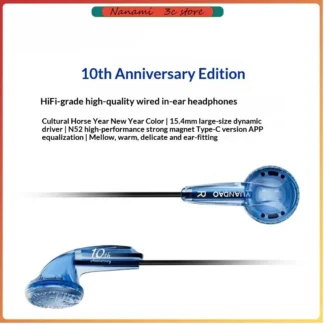 NICEHCK Edición 10.º Aniversario, Auriculares Intrauditivos HiFi IEM con Diafragma PET de 15.4 mm, Imán N52, Conector de 3.5 mm/Tipo C, Micrófono HD y Cable OFC