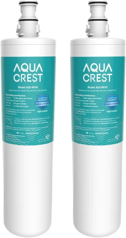 Repuesto de Filtro de Agua Bajo Fregadero, Certificado NSF 42, Compatible con Múltiples Modelos (Paquete de 2)