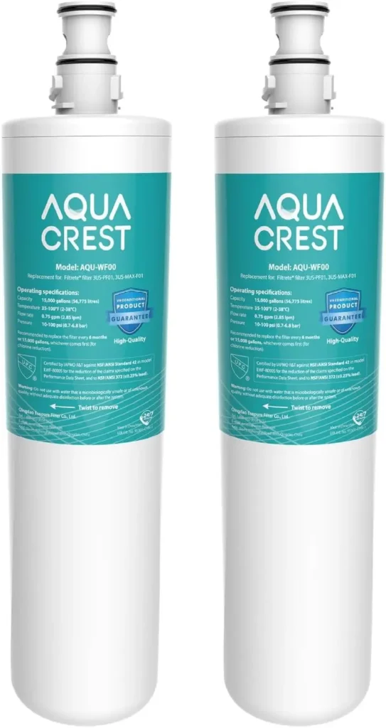 Repuesto de Filtro de Agua Bajo Fregadero, Certificado NSF 42, Compatible con Múltiples Modelos (Paquete de 2)