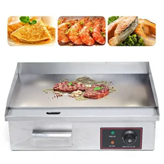 Plancha Eléctrica Comercial de 22'' para Mostrador, 110V 3000W, Parrilla Plana Antiadherente, Estufa Teppanyaki para Cocina Exterior y Barbacoa