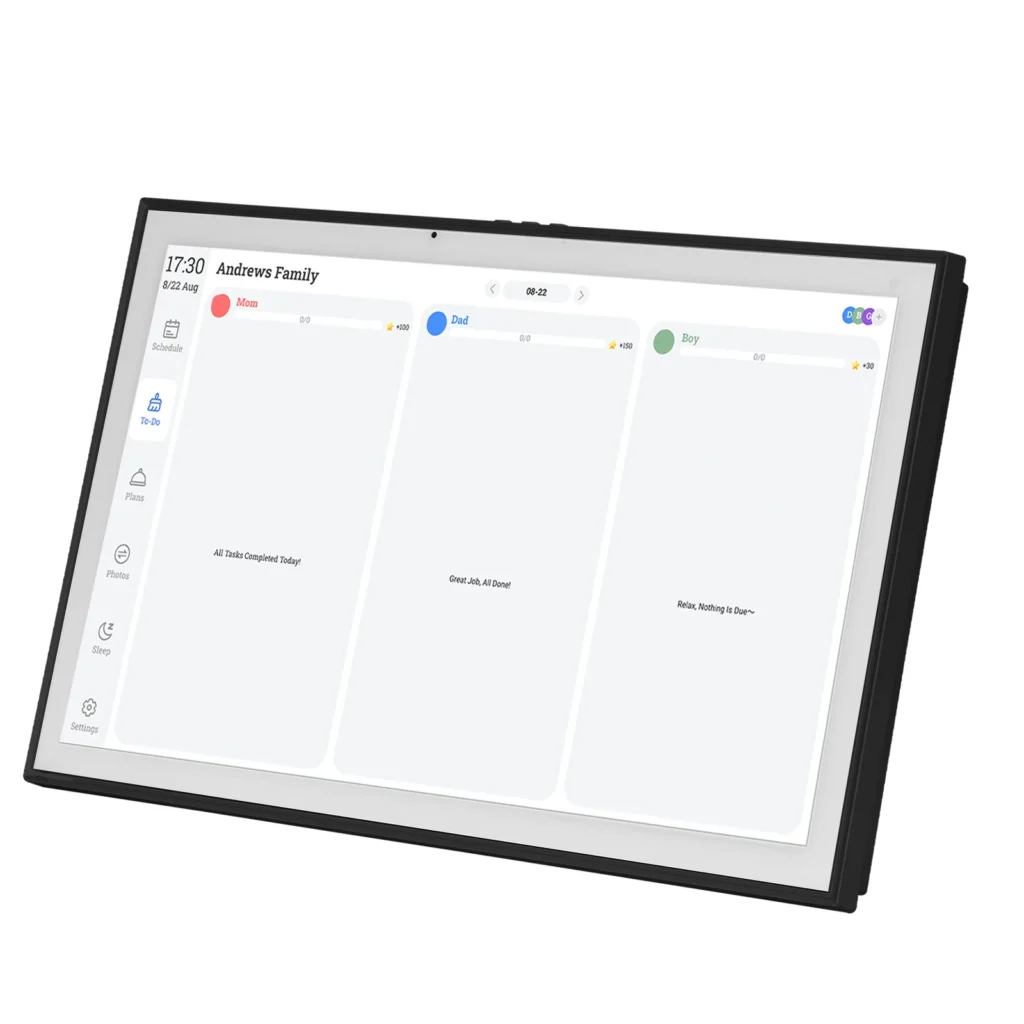 Organizador Familiar Inteligente de 21.5 Pulgadas con Pantalla Táctil Interactiva, Montable en Pared y Escritorio