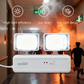 Luz de salida de emergencia Lámparas de emergencia LED Luz de lucha contra incendios de respaldo de batería de doble cabezal para edificio comercial Escuela Hospital