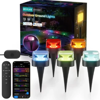Luces de Jardín RGB para Exteriores de 15 Metros, Paquete de 15 con Blanco Cálido/Frío, Impermeables IP67, Sincronización con Música y Control por Aplicación, Compatibles con Alexa/Google