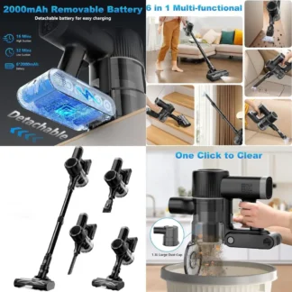 Aspiradora de Mano Potente de 40,000 Pa y 450 W con Base de Pared, Ligera para Pelo de Mascotas, Pisos Duros y Alfombras