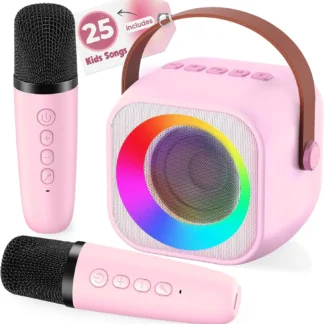 Máquina de Karaoke para Niños con 25 Canciones, Altavoz Bluetooth y 2 Micrófonos Inalámbricos - Regalo de Cumpleaños Perfecto para Edades de 3 a 7 Años