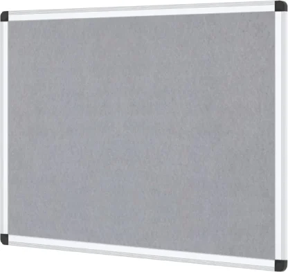 Tablero de anuncios grande de 48x36 pulgadas con marco plateado, superficie de fieltro gris para oficina u hogar