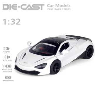 Modelo de coche de juguete McLaren con puertas de luz de sonido, modelo abierto de aleación fundido a presión, colección de vehículos, juguete para niño, regalo de Festival para adultos, 1/32