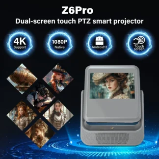Netflix, Proyector de Vídeo Prime Pantalla Táctil de 8'' 4K 1080P WiFi Bluetooth Android iOS Espejo 180 ° Flip HDMI USB Gaming 30-300''