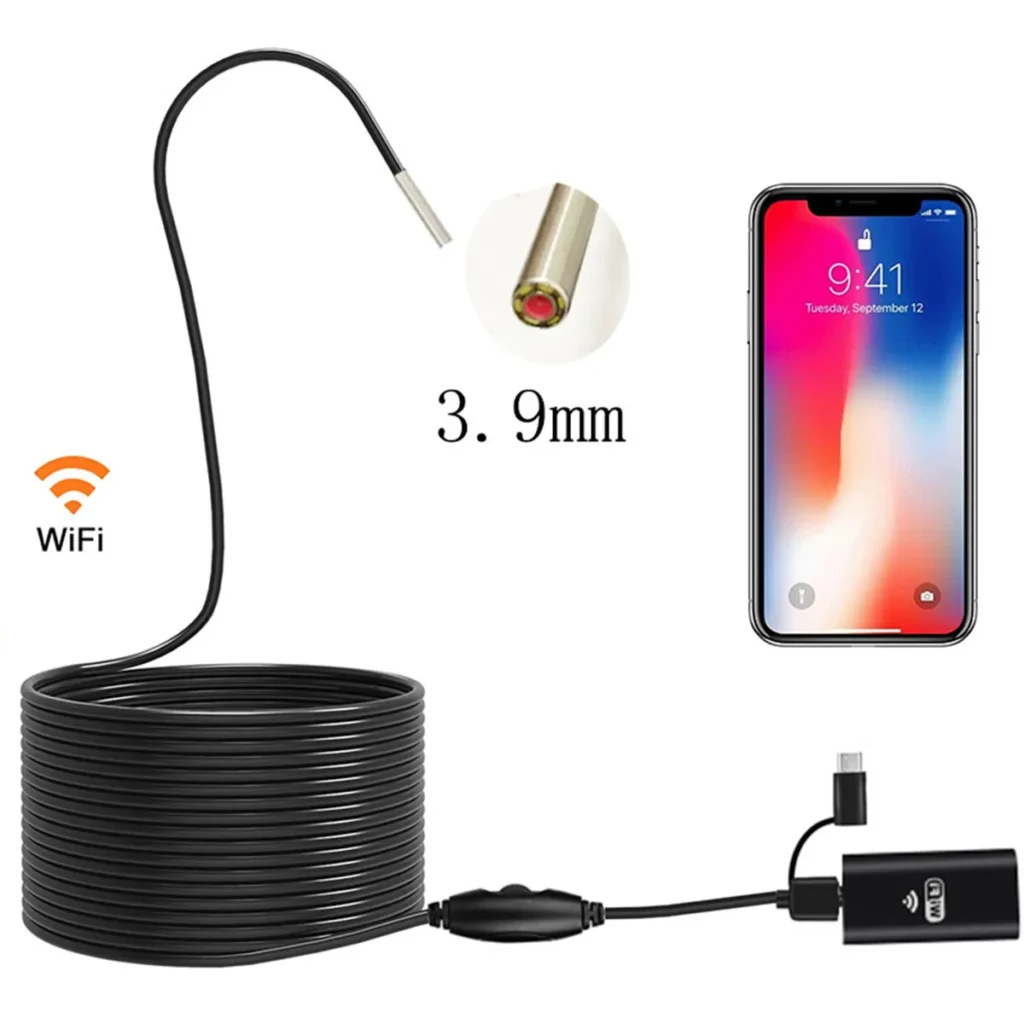 Endoscopio Industrial WIFI/USB de 3.9mm para Android OTG, Boroscopio de Inspección CMOS, Otoscopio, Microscopio Digital