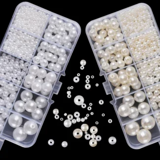 Kit de cuentas de resina de perlas artificiales de 800 Uds., cuentas redondas de perlas, pulsera suelta de perlas con agujero para manualidades, collares, joyería
