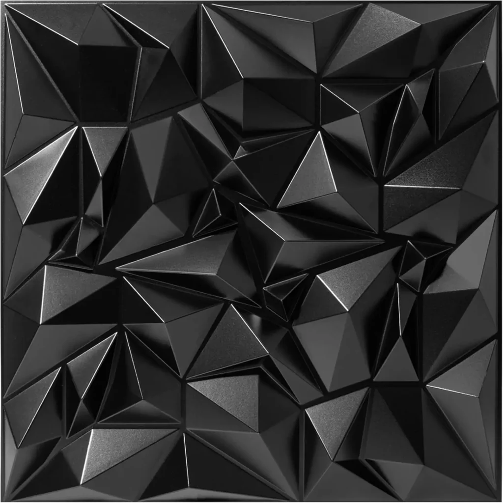 Paneles difusores de sonido acústico, 19,7x19,7x1 pulgadas, 12 paneles de pared 3D de plástico PVC negro para tratamiento de estudio