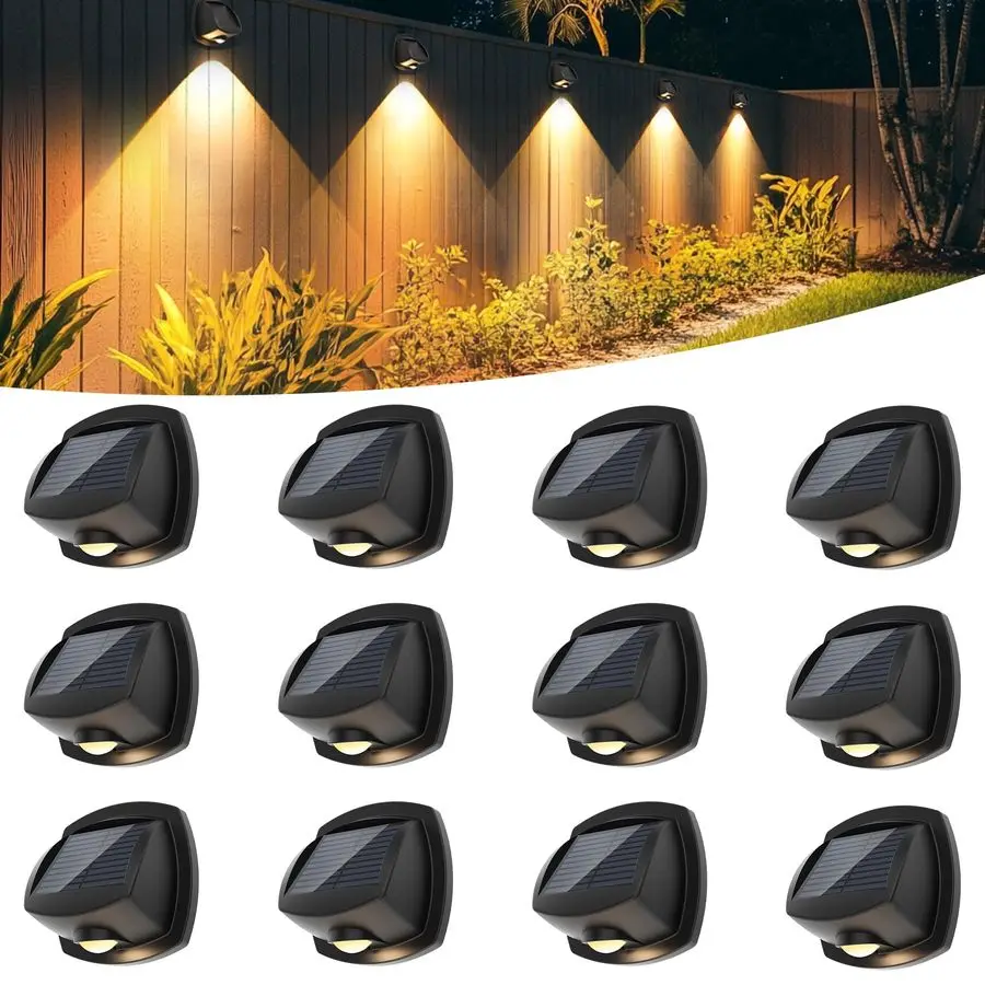 Luces Solares para Exteriores, Impermeables IP65, Luces Solares para Escaleras, para Cercas, Terrazas, Escalones, LED de Doble Color, 3 Modos de Iluminación