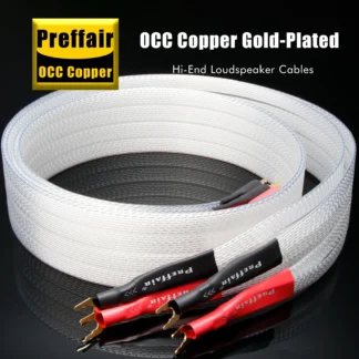 Par de cables de altavoz Falt 8N OCC, cinta chapada en plata, cable de altavoz Y pala a BFA de 4mm, enchufes Banana para altavoz amplificador