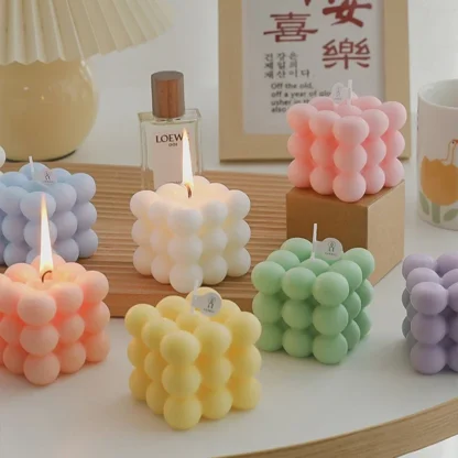 Vela Aromática Artesanal Estilo Ins, Cubo de Burbujas, Vela de Cera de Soya para Aromaterapia, Velas para Bodas, Cumpleaños, Fiestas, Decoración del Hogar