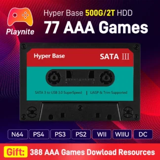 Disco duro de juego Retro portátil 500G/2T con 77 juegos AAA, consola de juegos emulador Playnite para N64/PS4/PS3/PS2/DC para Win PC/portátil