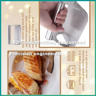Prensa para carne/bacon de acero inoxidable para cocina con mango, de peso pesado, grado comercial para parrilla, modelo Burger-A07G