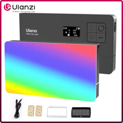 Ulanzi LT002 7 pulgadas de bolsillo LED luz de vídeo RGB Panel de luz CRI 95 + 2500-9000K con panal 4000mAh luces de cámara de fotografía