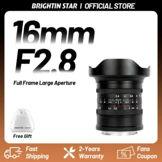 Lente de Cámara sin Espejo Brightin Star de 16 mm F2.8, Gran Angular, Enfoque Manual, para Sony E, Nikon Z, Canon EOS R rf L