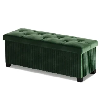 Banco Otomano, Otomano Plegable de 43 Pulgadas con Patas, Reposapiés de Terciopelo, Banco para el Pie de Cama, Baúl de Almacenamiento para Sala de Estar, Dormitorio