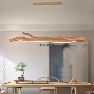 Luces colgantes de ramas de resina Vintage, lámpara LED colgante para casa de té, comedor, cafetería, decoración interior, iluminación de Color madera simulada