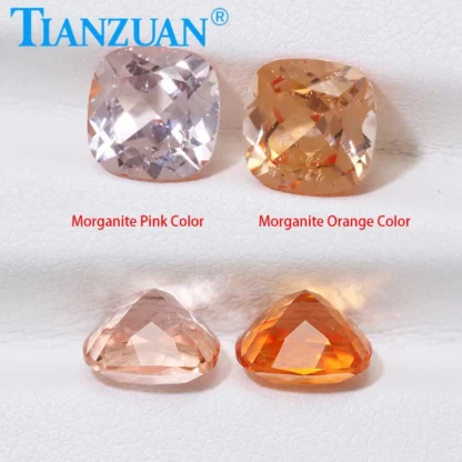 Zafiro Sintético de Laboratorio en Forma de Cojín, Color Morganita, Corte Natural, Zafiro Sintético con Inclusiones Visibles y Certificado AGL