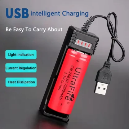 18650 26650 14500 cargador Universal 1 ranura batería adaptador de cargador USB LED carga inteligente para baterías recargables Li-ion